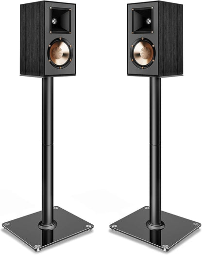 PEGZONE Speaker Stands Pair for Surround Sound,55 LBS Capacity,30.1 inch Floor Bookshlef Speaker Stands,Cable Management,Large Base,1 Pair,Black