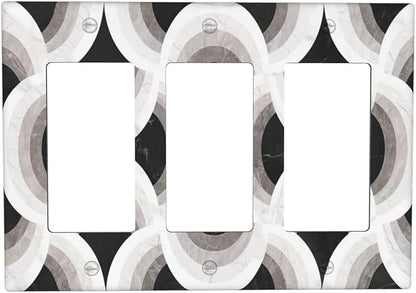 Bvtewkhz Black/White Art Marble 3 Gang Triple Rocker Decorative Light Switch Covers Electrical Faceplate Switch Plates for Bathroom Kitchen Home