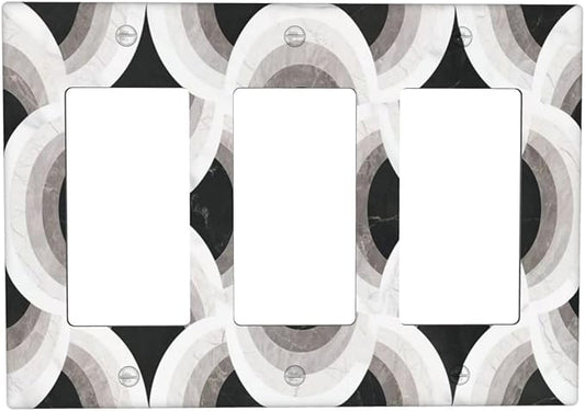 Bvtewkhz Black/White Art Marble 3 Gang Triple Rocker Decorative Light Switch Covers Electrical Faceplate Switch Plates for Bathroom Kitchen Home