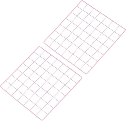 PATIKIL 14"x14" Wire Grid Panel, 2 Pack Board Photo Pictures Memo Display Grid Panels Hanging Organizer Wall Decorative Panel for Home Office Wedding, Pink