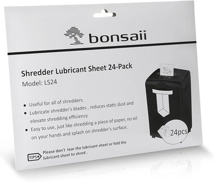 Bonsaii Paper Shredder Lubricant Sheets, 24-Pack (8.4 x 5.9 inch/Piece)