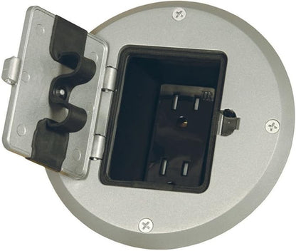 RACO 6239SS Floor Kit with Recessed Duplex 15A TR Device and Adjustable Steel Box, 1-Gang, Stainless Steel