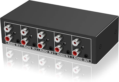 3.5mm Aux + RCA L/R Bi-Directional Stereo Audio Switch 4 in 1 Out A/B Analog Audio Switcher Selector No Power Need