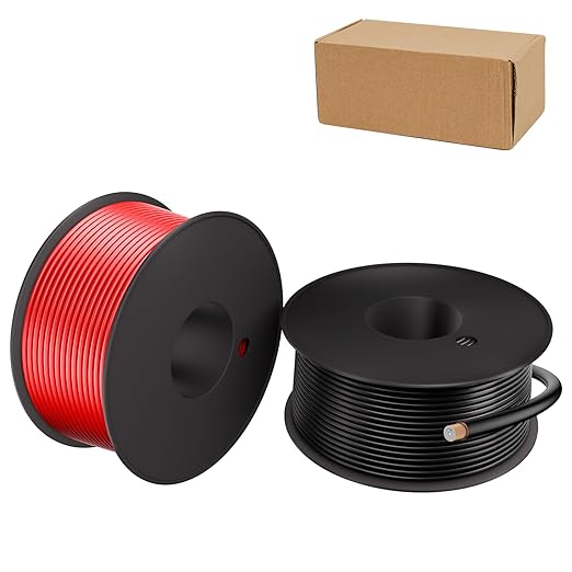 12 Gauge Electrical Wire 2 Pack Total 300ft-Black 150 ft and Red 150 ft Soft Flexible Copper-Clad Aluminum(CCA) 12 AWG PVC Wire for Lamp, Household Appliances RC Toys, Models, Auto, Electronics