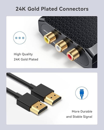 WENTER AV to HDMI Converter, 1080P RCA Composite to HDMI Adapter, Mini Analog CVBS Audio Video Adapter Supports PAL/NTSC for Smart TV VCR/VHS/Xbox/PS3/STB/N64/Wii/TV/PC/Blue-Ray DVD Players