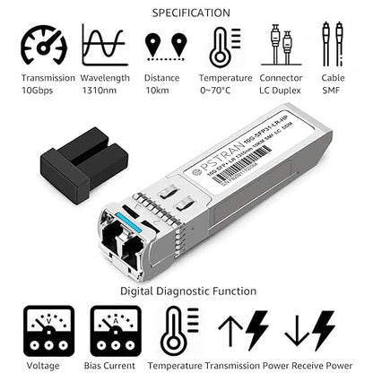 OPSTRAN 10GBASE-LR SFP+ Optical Transceiver Module Compatible with HPE Aruba J9151D J9151E JL749A J9151ECM /ProCurve J9151A 10G SFP+ LR 1310nm 10km DDM Duplex LC SMF 10 Pack