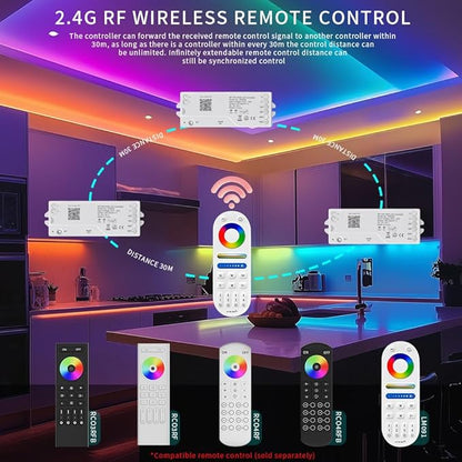 LOAMLIN DR03W RGB SPI SMD COB 3PIN Addressable LED Strip 2.4GHz Tuya WiFi Controller, Support Alexa Google Home Smartphone APP Control Compatible with WR01RF RC03RFB RC04RFB RC05RFB RGB Remote