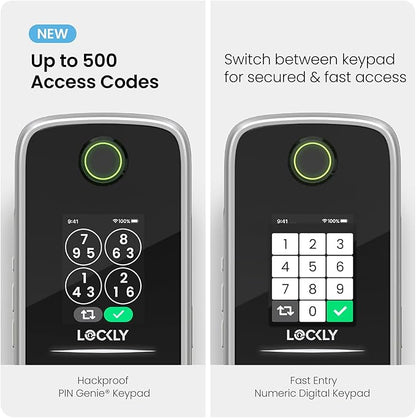 Lockly Smart Lock Secure Pro (2026 Latest Version),Fingerprint Door Lock, Keyless Entry, Built-in Wi-Fi Latch, PIN Genie Keypad (Silver)