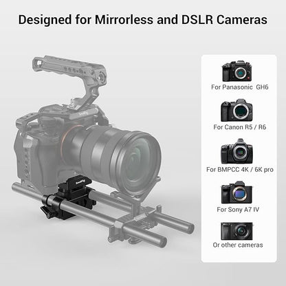 SMALLRIG Universal 15mm Rail Support System with 15mm Rod Clamp and Quick Release Plate - 2272