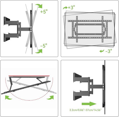 HILLPORT 98 Heavy Duty 75 85 86 100 110 120 inch TV Wall Mount Slim Extra Large Screen Recessed for Flat and Curved, Extended Arm Swivel Mount, Max VESA 1000x600mm, Up to 176.4lbs DY1020L