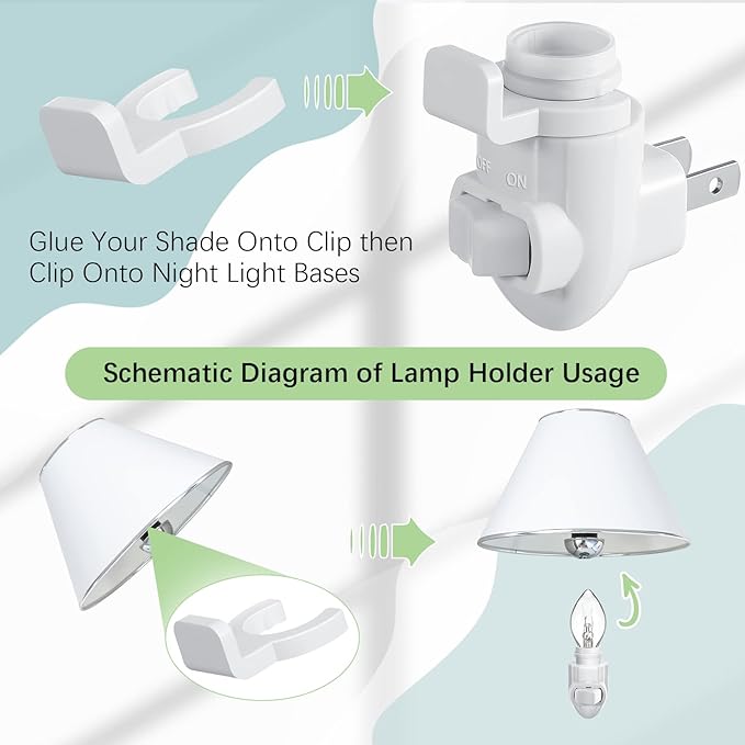 Tuanse 20 Sets Plug in Night Light Module Night Light Base with Shade Mounting Clip Plastic Lights Rotating Base for Making Your Own Decorative (White)