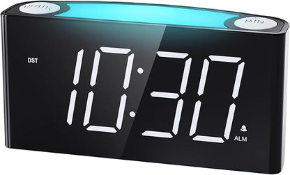 Mesqool Digital Alarm Clock for Bedroom, 7.5" Big Display, 7-Color Night Light,USB & Type C Charger, Dimmer,12/24 H,Plug-in Easy to Set Alarm Clock for Teens, Kids, Heavy Sleepers