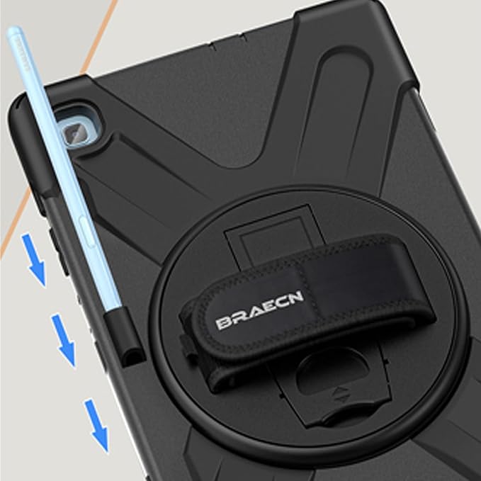 BRAECN for Samsung Galaxy Tab S6 lite Case 10.4 inch 2024/2022,Rugged Shockproof Case with 360 Rotating Hand Strap&Kickstand, Shoulder Strap, S Pen Holder for Samsung Galaxy Tab S6 Lite Tablet -Black
