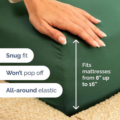 Full XL Bed Sheet Set - 4 Piece Extra Long Extended Full XL Sheets - Ultra-Soft, Breathable & Cooling - Fits 8” to 16" Mattress w/ Deep Pockets - 54" x 80" - Wrinkle & Fade Resistant - Emerald Green