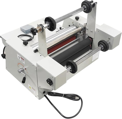 WYDDDARY 14.17"/360MM Electric Steel Roller Thermal Laminator with Winding Mechanism Hot Cold Roll Laminator Adjustable Temp 60-130℃ Electric Laminating Machine for Single/Double Sided Laminating