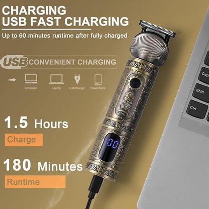Scttomon Beard Trimmer Kit Professional Hair Clipper Zero Gapped T-Blade Electric Shaver Razor Nose Body Trimmer for Men Cordless Grooming Kit 7 in 1