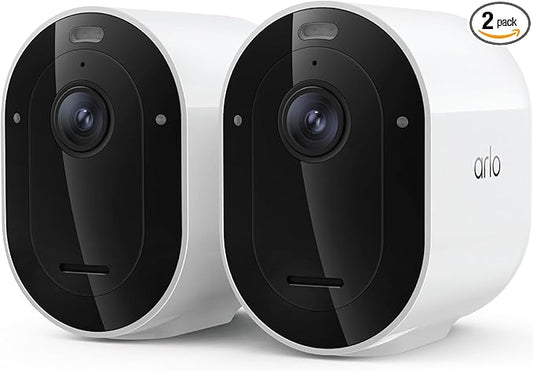 Arlo Pro Security Camera 2K HDR (6th Gen, 2025 Release) - Wireless Outdoor Camera, Rechargeable Removeable Battery, Event Captions, Emergency Response, 1-Month Trial of Secure Plan, 2 Cam, White