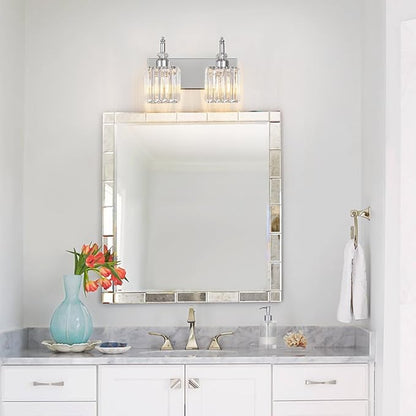 BBLLWJ Modern Bathroom Vanity Light 2-Light Chrome Crystal Light Fixtures Over Mirror for Bathroom Wall Sconce