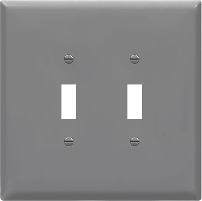 ENERLITES Jumbo Double Toggle Switch Cover, Two Gang Light Switch Wall Plate, Gloss Finish, Oversized 2-Gang 5.5" x 5.5", Unbreakable Polycarbonate Thermoplastic, UL Listed, 8812O-GY, Gray