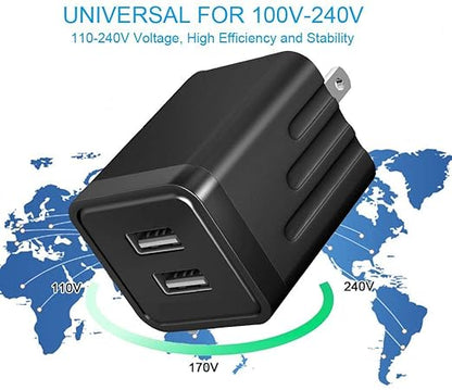 iPhone Fast Charger,iPhone Charger Fast Charging 2Pack Dual Port USB Wall Chargers Block Adapter Plug Long 6FT Fast Charging Lightning Cable Cord for iPhone 14 13 12 11 Pro Max XS X 8 7 Plus SE iPad