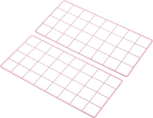 PATIKIL 16"x8" Wire Grid Panel, 2 Pack Board Photo Pictures Memo Display Grid Panels Hanging Organizer Wall Decorative Panel for Home Office Wedding, Pink