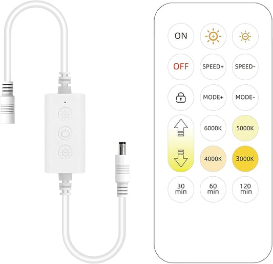 Pandery CCT LED Controller Kit,iOS/Andriod App Control 2.4G RF Wireless Remote Control,CCT LED Controller/Dimmer,for 2PIN CCT LED Strip Light,with Timing Function,Music Mode,Group Control