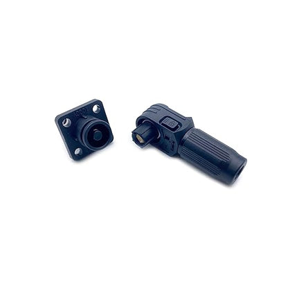 70A Battery Energy Storage Connector, 10mm² High Current Connectors IP67 Waterproof Stud Wiring Power Adapter Quick Plug Terminal Right Angle Plug and Socket (1000V Black)