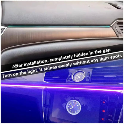 Acrylic Interior Car LED Lights with Remote and Wireless APP 6 in 1,Ambient Lighting Kits Fiber Optic Strip LEDs,16 Million Colors Music&DIY Function