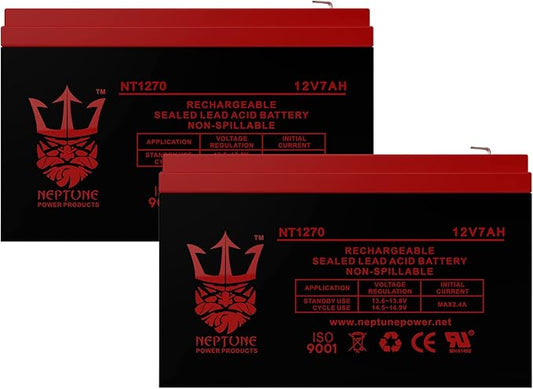 Neptune Power Products Brand NT1270 12V 7Ah Rechargeable Sealed Lead Acid Battery - Enduring 6-DW-7 UB1270-2 Pack Replacement Batteries