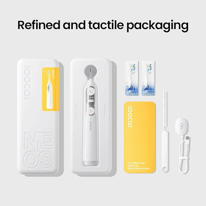 Soocas NEOS II - Electric Toothbrush with Water Flosser, Sonic Electric Toothbrush for Adults, Cordless Water Flosser for Travel, Portable Oral Irrigator, Up to 100% Plaque Removal, Pearl White