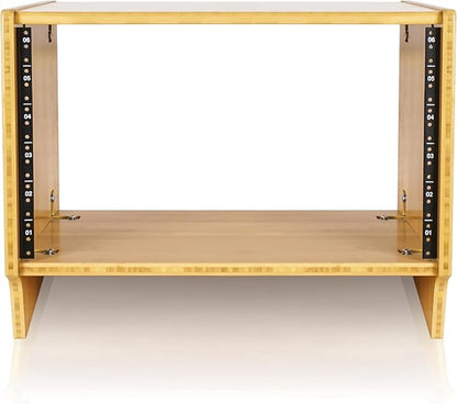 Sound Town DIY 6U Angled Desktop Turret Studio Rack, Solid Carbonized Bamboo, Assembly Required (STBR-6SL)