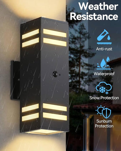 Zinola Motion Sensor Outdoor Lights, Modern Outdoor Wall Lights with E26 Base, Black Motion Detector Lights for Outside, Waterproof Sconce Exterior Lights for House Porch Front Door, Bulbs Included