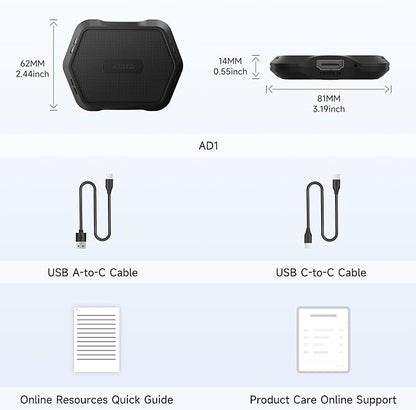 ATOTOMOVE Wireless Carplay Box Adapter with HDMI Input, 2 in 1 Dongle for Wired CarPlay Cars, Plug & Play Multimedia Hub for TV Box/Game Console/DVD/Blu-ray, Bluetooth 5.2, AD1 OTA Updates, Black