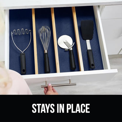 GORILLA GRIP powerGRIP Drawer Shelf and Cabinet Liner, Thick Strong Hold, Non-Adhesive Liners Protect Kitchen Cabinets and Cupboard, Bathroom Drawers, Easy Install, Breathable Mat, 12" x20', Navy Blue