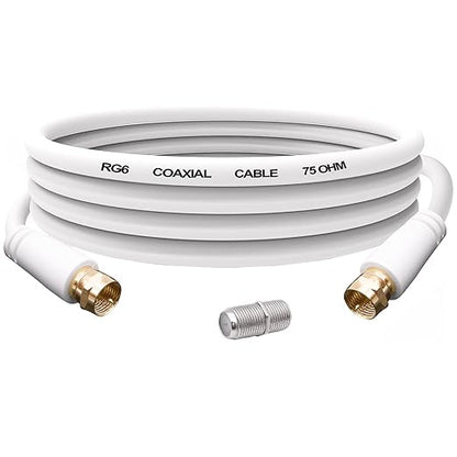 YARCHONN RG6 Coaxial Cable F Type Male to Male TV Aerial RG6 Coax Patch Adapter Cable Cord with F Female Gender Changer Connector for Internet Broadband Satellite TV Modem Set-top Box-1.8M/5.9FT