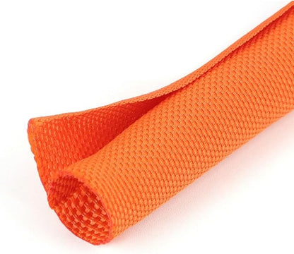 HOLED 1-3/16 inch Split Braided Cable Management Sleeve for USB Cable Power Cord Audio Video Cable, Wire Loom Cord Protector from Cat Dog Chewing (Orange, 10FT)