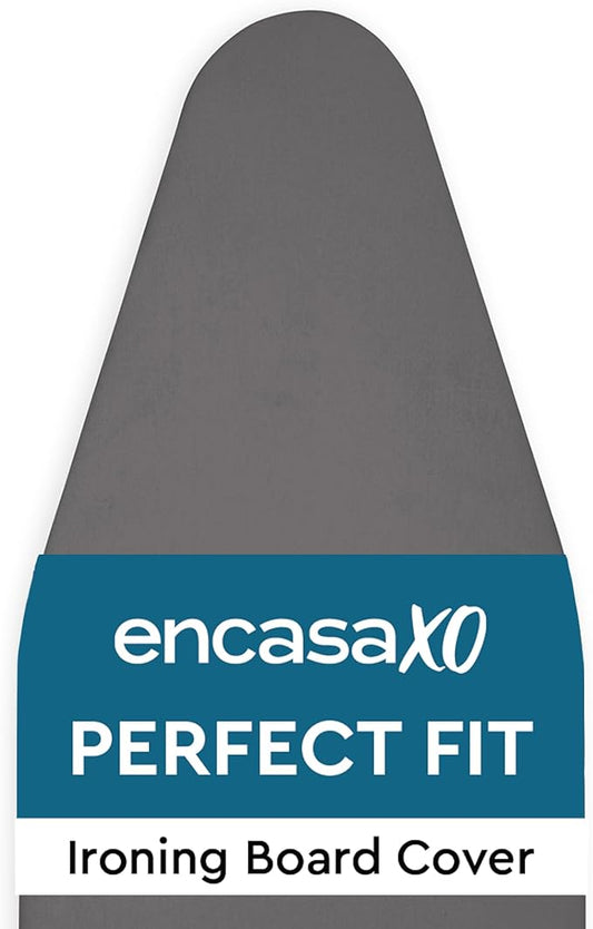 Encasa Homes Replacement Ironing Board Cover with Extra Thick Pad, Plain Colors, Elasticated, (Fits Standard X-Large Boards of 57"x22") Heat Reflective, Scorch Resistant, Heavy Duty - Grey