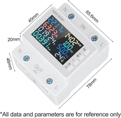Noteflora LCD Digital Energy Meter With Voltage And Current Monitor, AC170-300V Power Voltmeter For Rail Mount, Compatible With KWS-302WF White(KWS-302WF)
