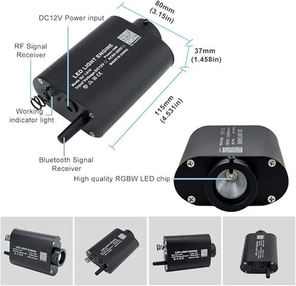 AZIMOM 16W Car Use Sound Activated Fiber Optic Light Box Engine Music Sensor Mode RGBW APP/Remote Control Starlight Engine Driver for Car Indoor Star Lighting Decoration