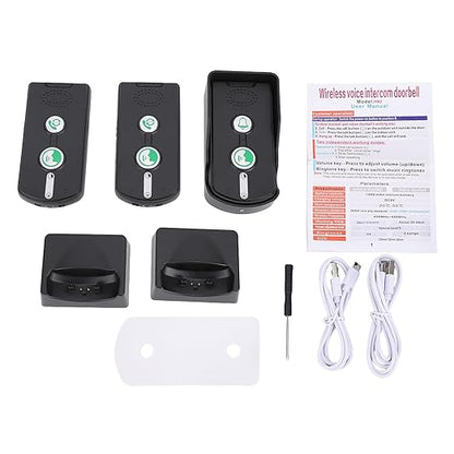 Swokely Rechargeable Wireless Intercom Unit, 2-Way Talking, 500 Meter Talking Distance, Power Saving, IP54 Water Resistance Rating, 2 Pcs, Suitable for Home, Office (Black)