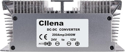 Cllena 24V to 12V Step Down Converter Voltage Regulator 200A 2400W Waterproof DC Buck Transformer Power Supply