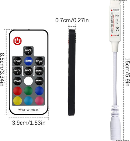 Taoellen RF Wireless Remote LED Controller,DC 5V-24V RGB Controller for 5050 3528 5630 LED Strip Lights,19 Modes 20 Colors Wireless Dimmer,Memory Function,12A Max Load