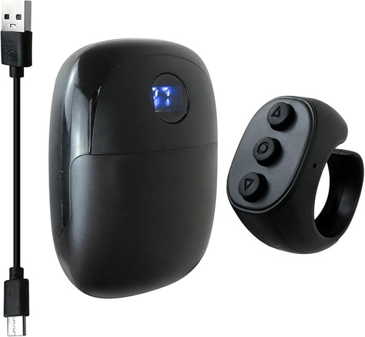 HEKUTU Social Media Scrolling Ring Remote - Hands-Free Controller for T-ikT-ok Yout-ube IG - Black
