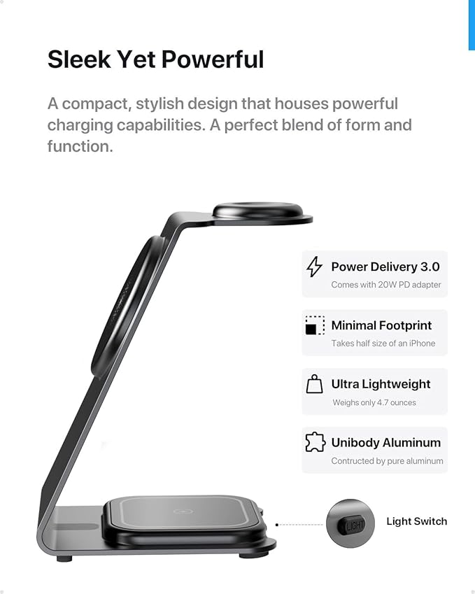 Intoval 3 in 1 Wireless Charging Station for Magsafe, Magnetic Charger for iPhone 16 15 14 13 12 Pro Max, Wireless Charger for Apple Watch 10 Ultra SE 9 8 7 6, for AirPods 4 Pro 2 3 (Silver)