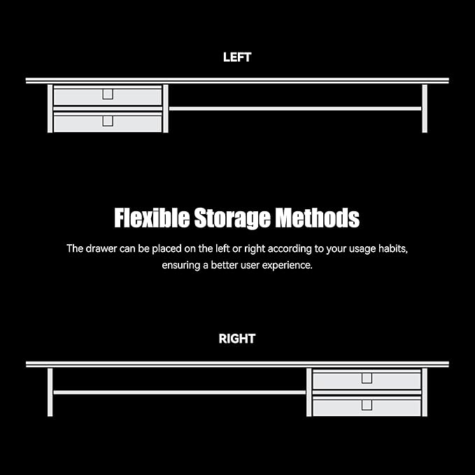 FENSULN Dual‑Tier Monitor Stand Riser with Drawers, Desktop Organizer Shelf Storage for Computer Screen 2 Monitors, Supports for PC Computer Monitor, Printer, Heavy TV Riser Black