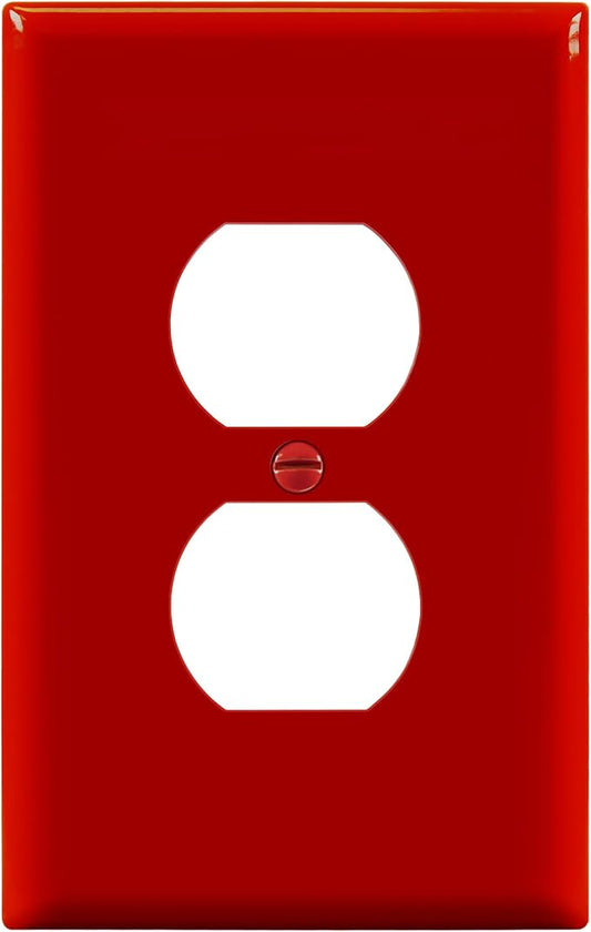 ENERLITES Duplex Receptacle Outlet Wall Plate, Electrical Outlet Cover, Mid-Size Size 1-Gang 4.88" x 3.11", Unbreakable Polycarbonate Thermoplastic, UL Listed, 8821M-R, Red