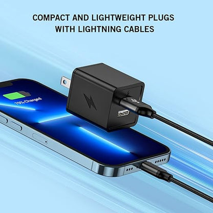 2 Pack iPhone Charger,iPhone 14 Wall Charger Cube Dual Port USB-A Adapter Block with 10FT USB A to Lightning Fast Charging Cable Cord for iPhone 14/13/12/11/Pro Max/Pro/Plus,8 Plus/7/6/XS/XR/X/SE,iPad
