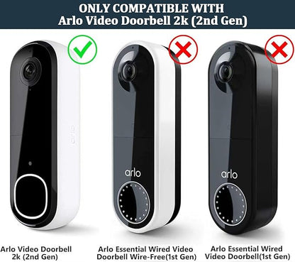 Anti-Theft Doorbell Mount Compatible with Arlo Video Doorbell 2K/HD (2nd Gen), No-Drill Adjustable Mounting Bracket for Arlo Doorbell Camera, Accessories for Apartments, Businesses Home (White)