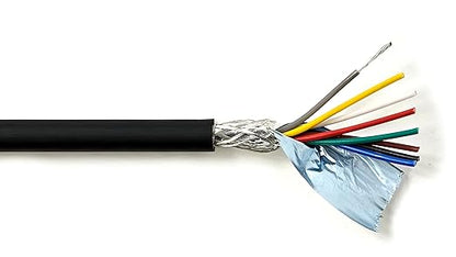 KWANGIL 8C 20AWG AMSB Shielded Cable Wire (UL2464) - Highly Flexible Str TC, PVC Ins, OS+TC BRD, PVC JKT for CNC Machine, Stepper Motor, VFD Spindle (Matte Black 50FT)