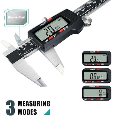 Kynup Digital Vernier Caliper, Caliper Measuring Tool, Outside Micrometer Dial Caliper with Stainless Steel, Large LCD Screen, Auto - Off Feature, Inch Metric Fraction Conversion (6Inch/150mm)